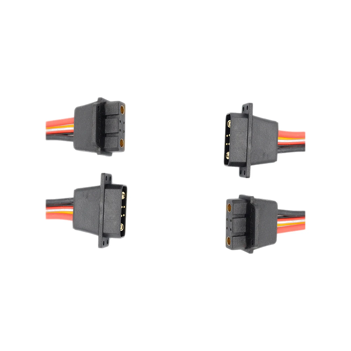 Gold-plated high-current plug connector, 2+4 contact set, model HY-2+4P