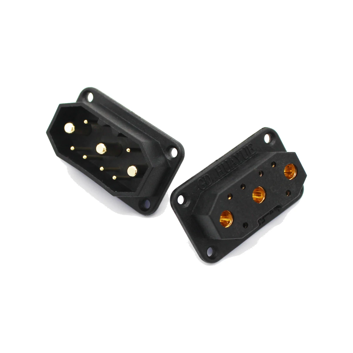 Gold-plated high-current plug connector, 3+6 contact set, model HY3+6