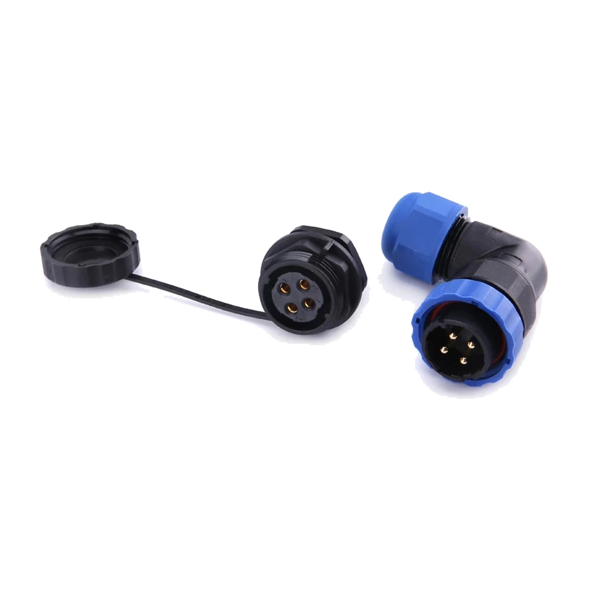 SP13-RA right-angle aviation connector — IP68, view 1 of 1