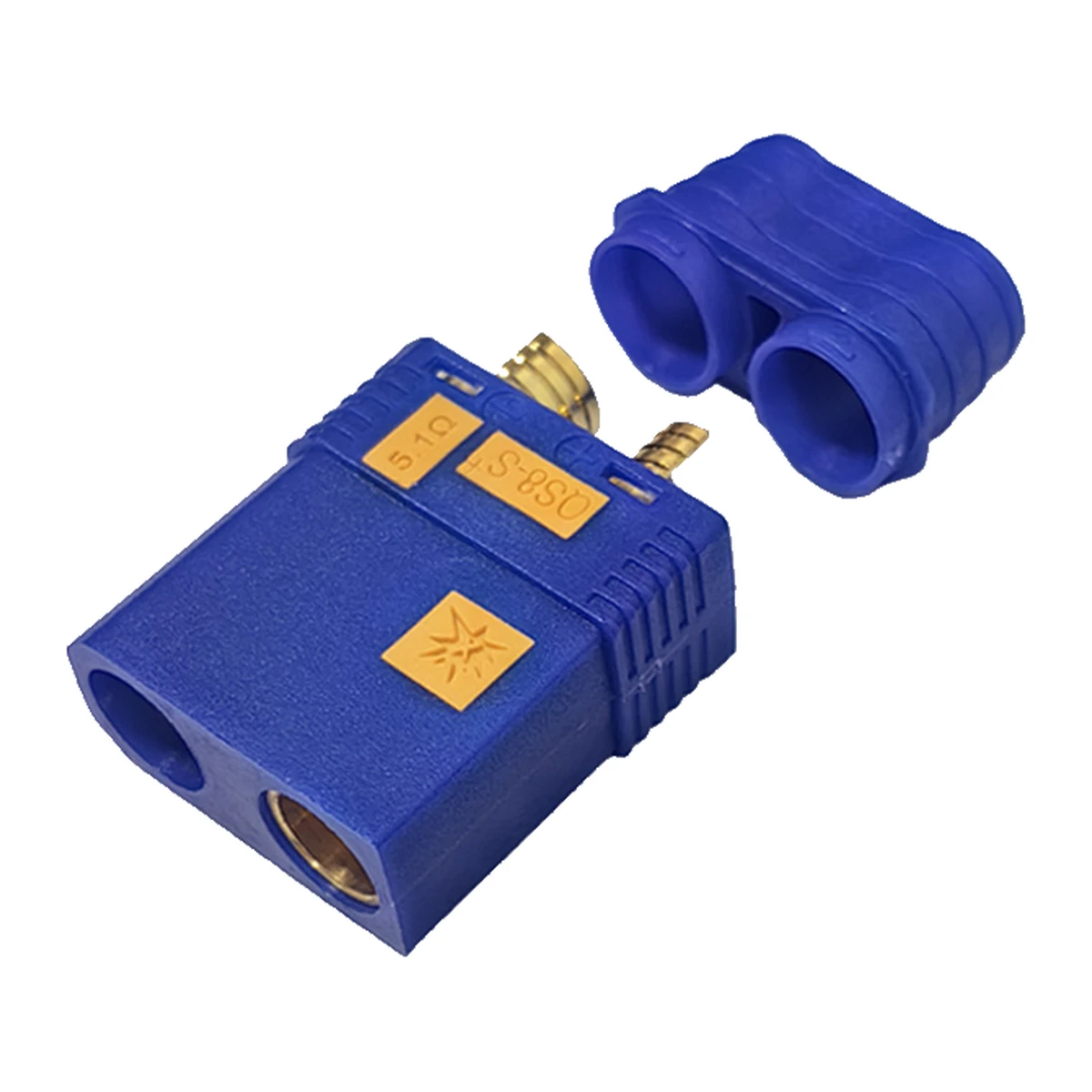 QS8-S+ blue high-current battery connector — 130 A, 500 V, model QS8-S+